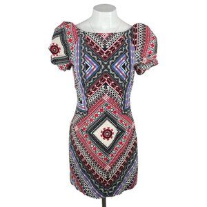 FARM RIO Aztec Print Puff Sleeve Dress Sz Small